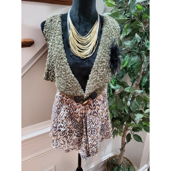 101 Idees Women's Green Cotton & Acrylic Sleeveless Knit Sweater Size Small - Picture 2 of 12